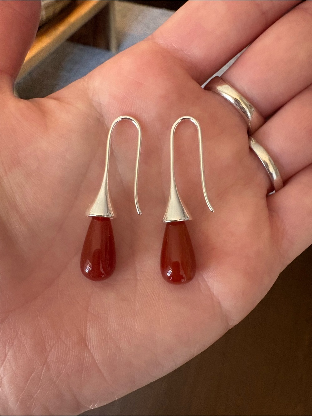 Sterling silver Carnelian drop earrings